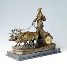 Clock Statue Deer Chariot Bell Bronze Sculpture Tpc-035